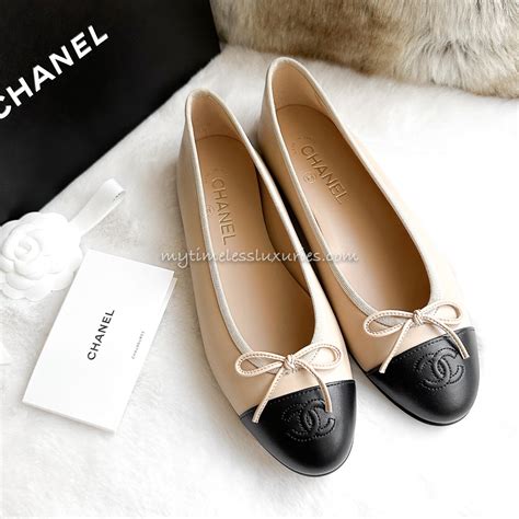 chanel ballerinas beige and black|Shop CHANEL BALLET FLATS .